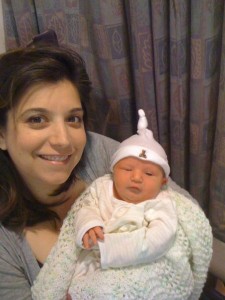 My son and I when he was 3 days old postpartum pic