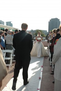 meeting halfway down the aisle