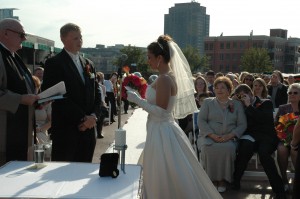 Me reading my wedding vows