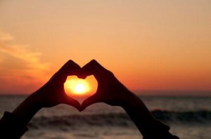 heart around the sunset