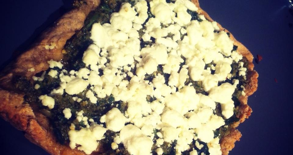 Gluten-Free Spinach Pesto Pizza Topped with Goat Cheese