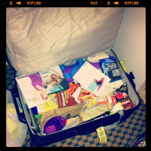 My big suitcase was filled with swag that weight 49lbs